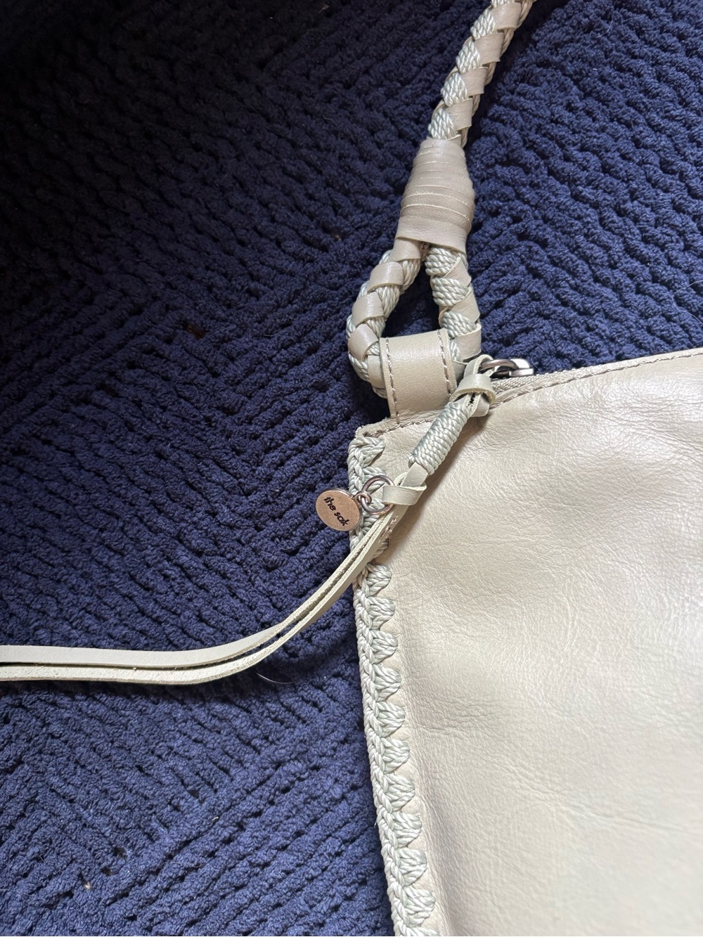 The Sak Mariposa Soft Leather Shoulder Bag Light Mint With Braided Strap - Picture 2 of 9